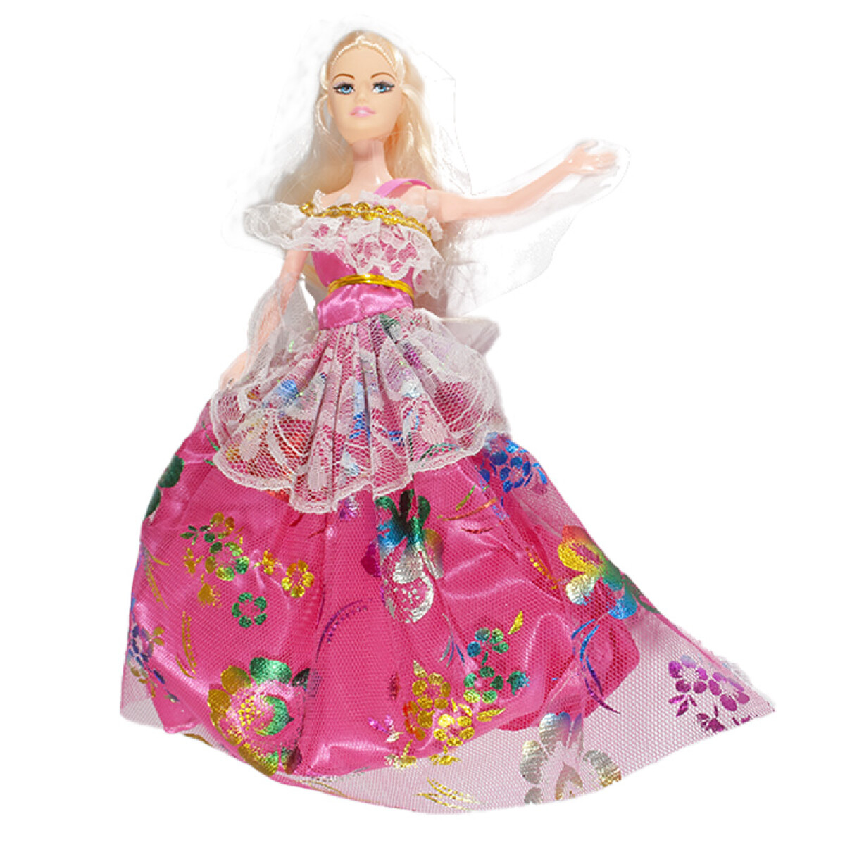 Muñeca vestido de fiesta c/ accesorios y Vestidos 30x32,5cm 