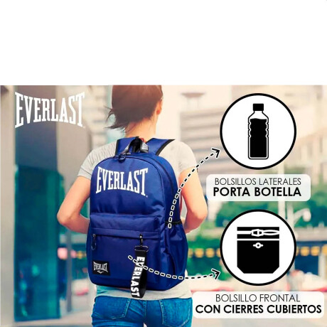 Mochila Deportiva Everlast C/ Porta Botella y Llavero Azul