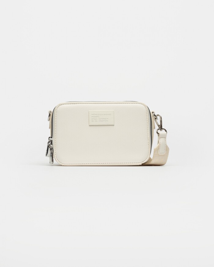 Bandolera New Penny en efecto cuero zaffiano Blanco