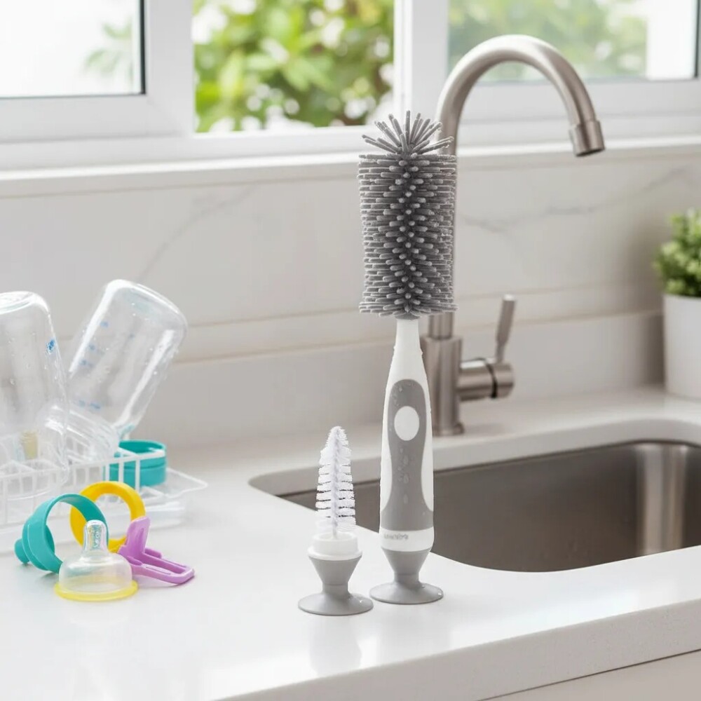 Cepillo limpia biberon BUBA silicona gris