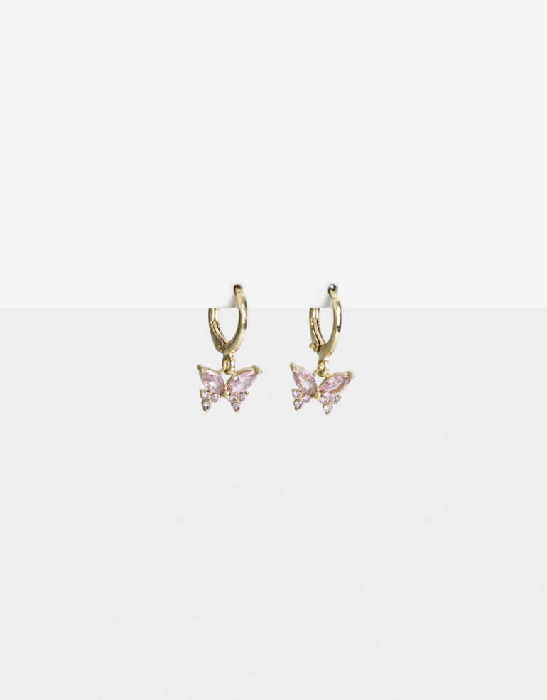 Aros Argollas Cubic zirconia Argollas Mariposa Cubic Dorado - Dorado