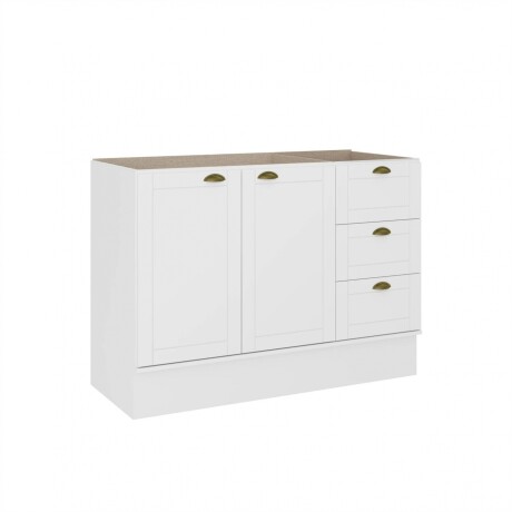 Armario Bajo Mesada Americana RUSTICO 120CM MDF 3 Cajones 2 Puertas - Blanco Armario Bajo Mesada Americana RUSTICO 120CM MDF 3 Cajones 2 Puertas - Blanco