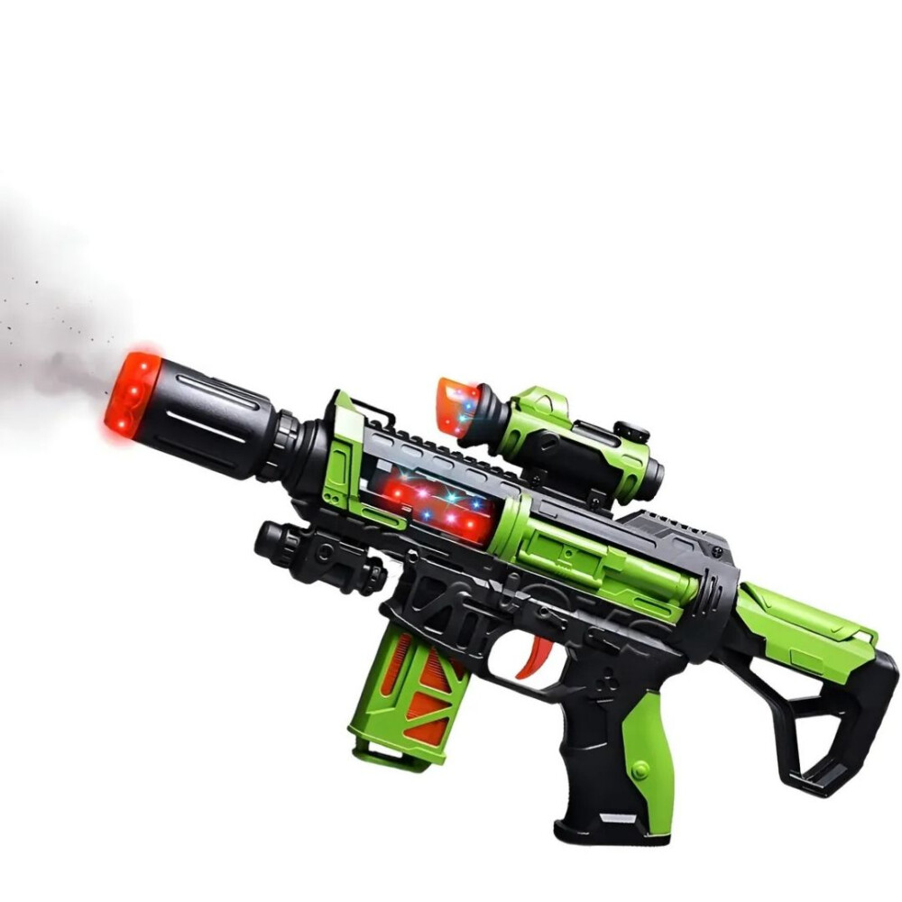 Pistola De Juguete Con Efecto Humo Y Luces VERDE