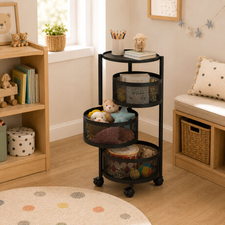 Carrito Organizador 3 Niveles Metal Cocina Hogar Negro