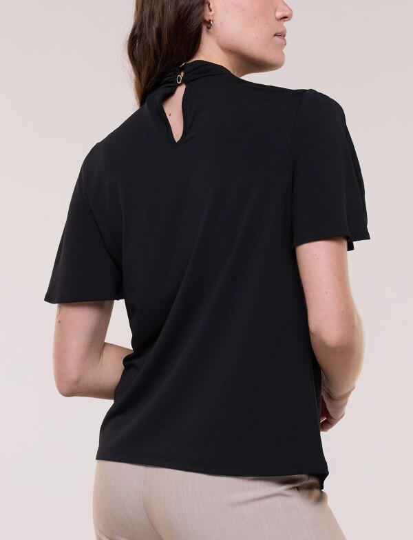 Blusa Nudo Con Mangas Abiertas NEGRO
