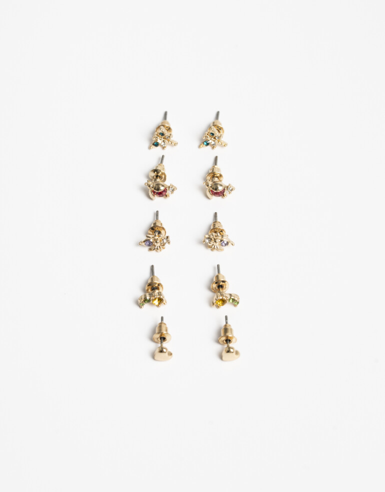 Aros Sets Metal Set De Aros Pasantes Bichitos - Dorado