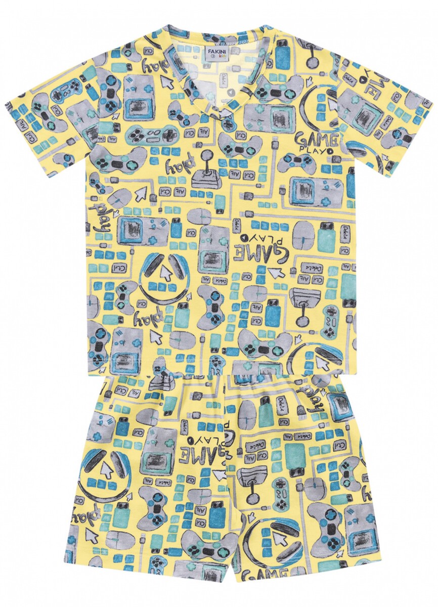 Conjunto de pijamas para niños (camiseta y shorts) - AMARILLO 