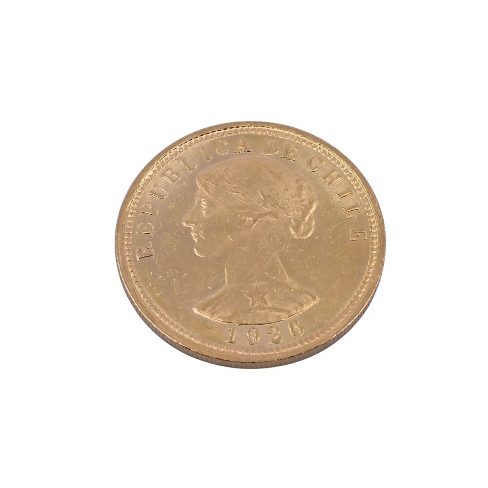 Moneda de oro República de Chile 100 pesos año 1926. Moneda de oro República de Chile 100 pesos año 1926.