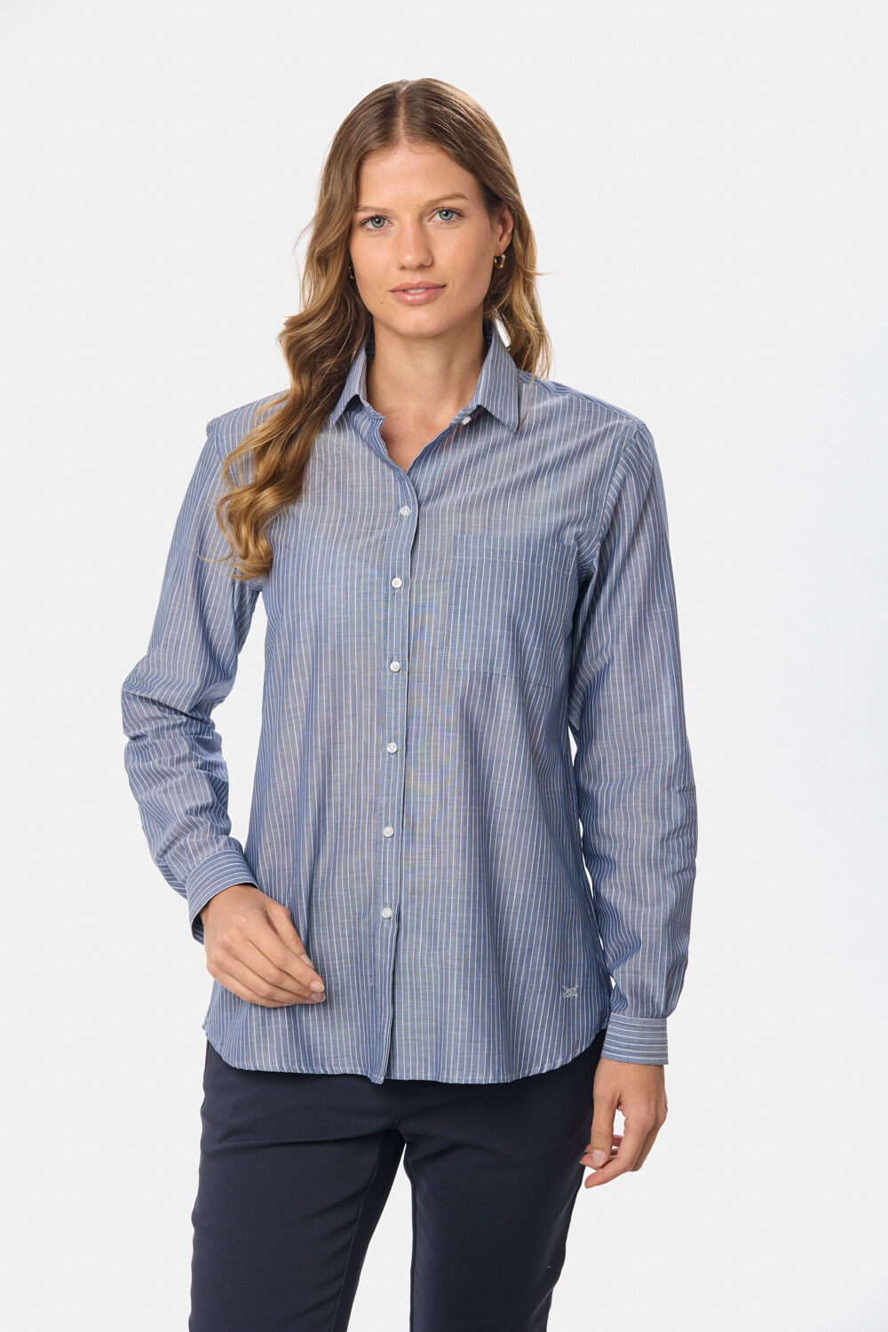 CAMISA HOLGADA A RAYAS Azul