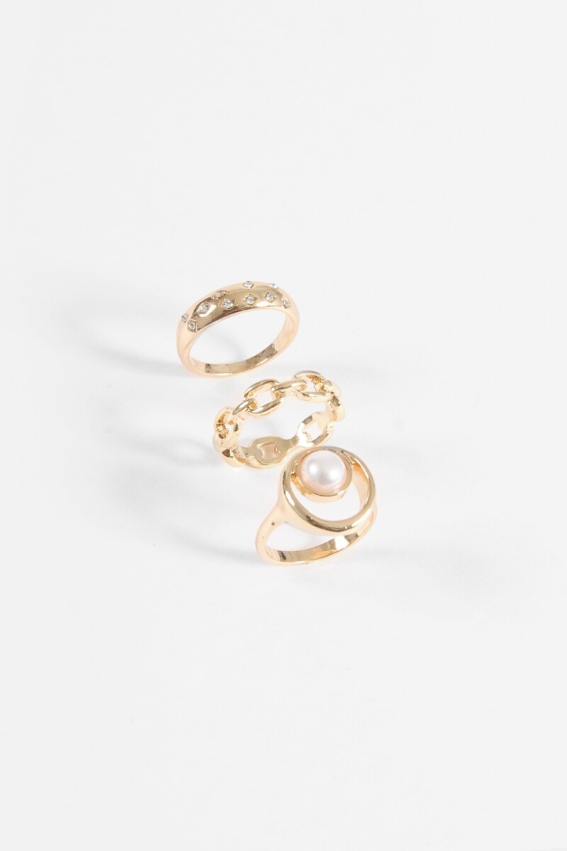 Set de 3 anillos mystic dorado