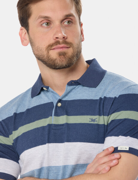REMERA POLO JERSEY RAYADA Celeste