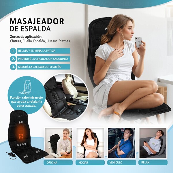 Masajeador Espalda Electrico Asiento para Casa y Auto Portatil Profesional MSJ014 Masajeador Espalda Electrico Asiento para Casa y Auto Portatil Profesional MSJ014