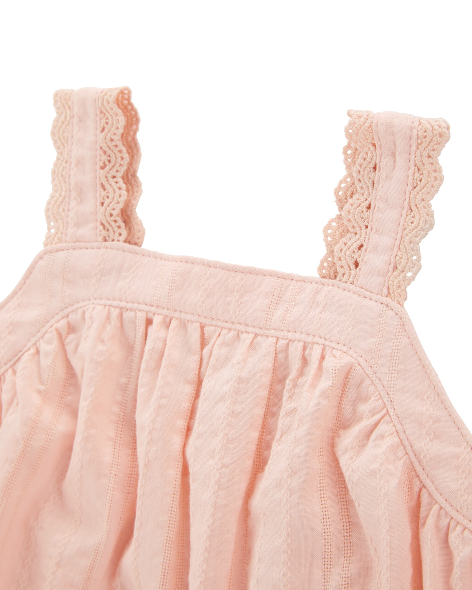 Set tres piezas de algodón texturado, short, musculosa y vincha, rosados Sin color