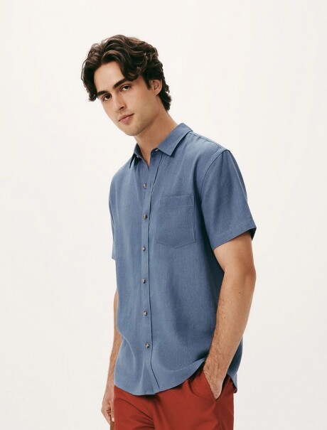 CAMISA MANGA CORTA SLIM AZUL