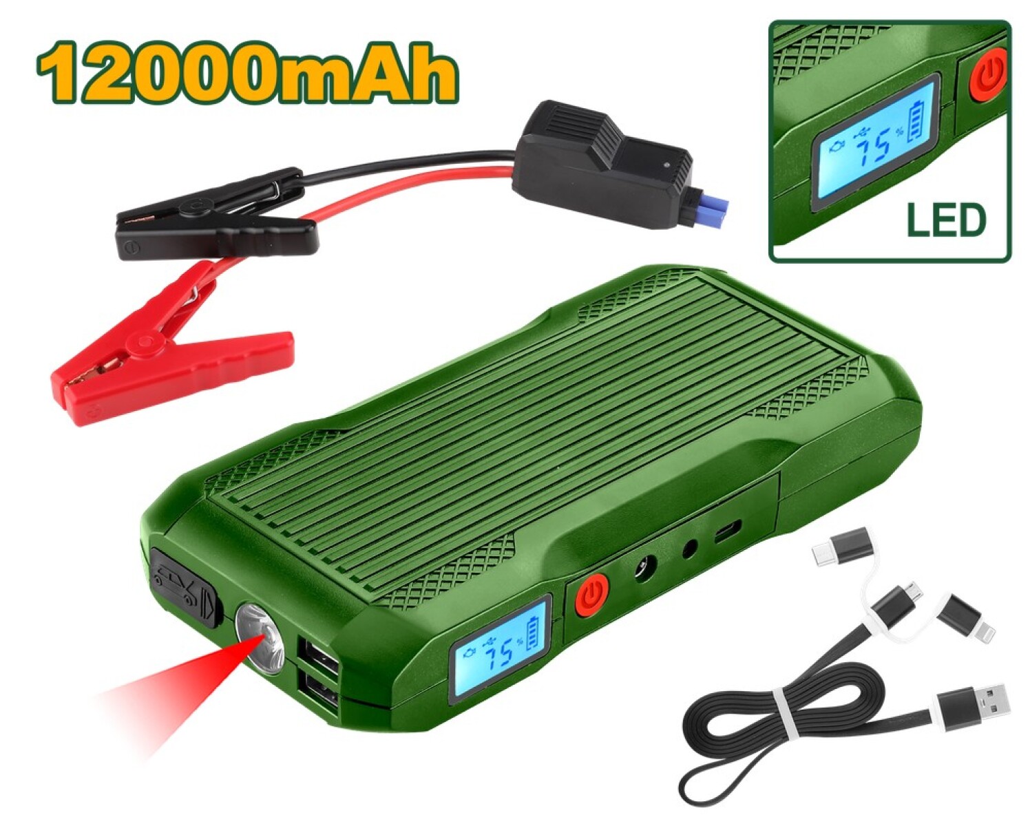 Arrancador Inalámbrico 12V 12000mAh Jadever 