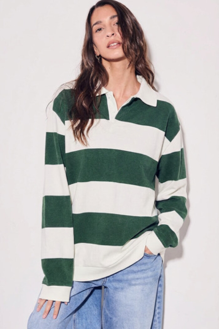 Sweater Polo Rayas Verde