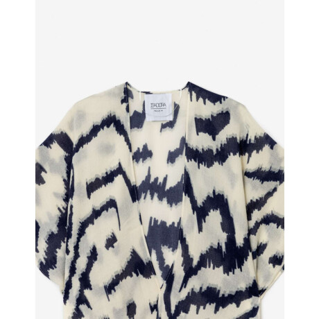 Kimono Estampado Abstracto Combinacion Bicolor