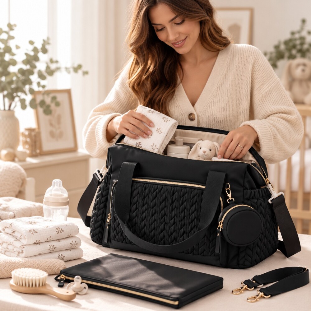 Bolso maternal XL ASH negro