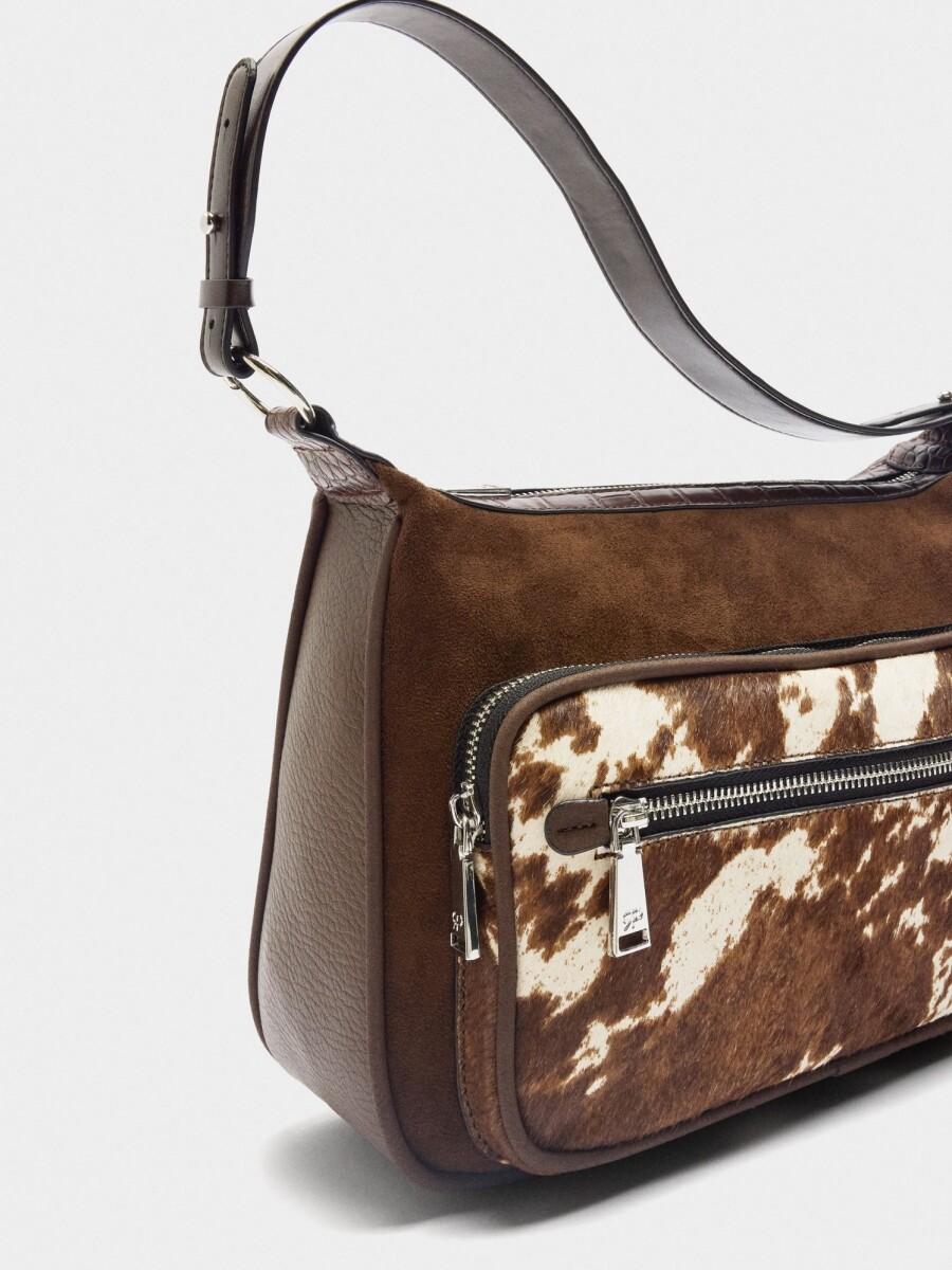 Bolso Bandolera Con Piel camel