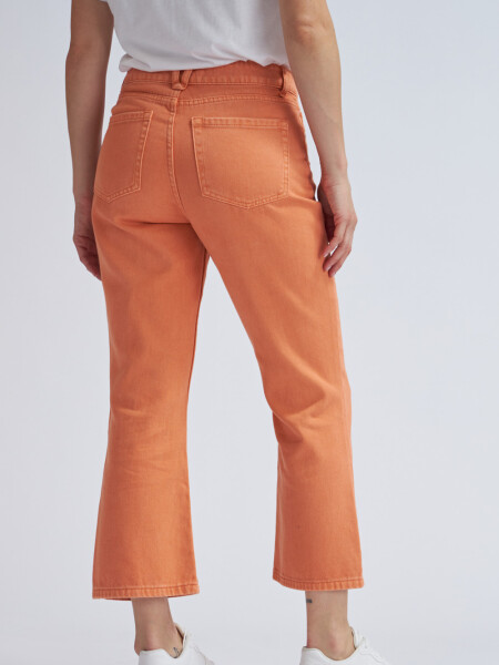 Pantalón de jean cropped flare Naranja