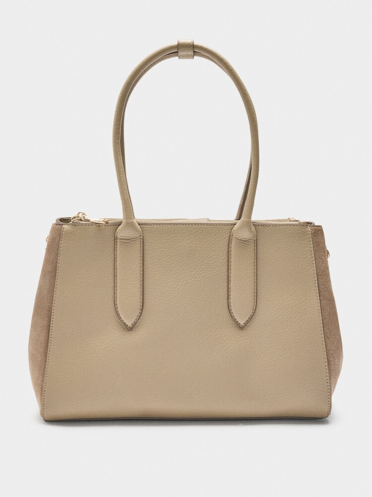 Bolso Para Portátil 13" Con Detalles De Piel taupe