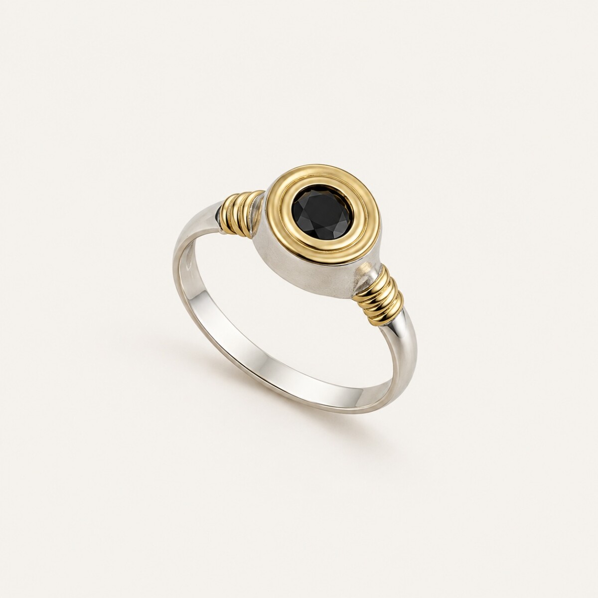 Anillo Punto de Luz Black - Plata y Oro 