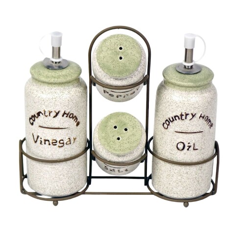 SET DE CONDIMENTERO BCO COMB 4PZAS C/SOPORTE Unica