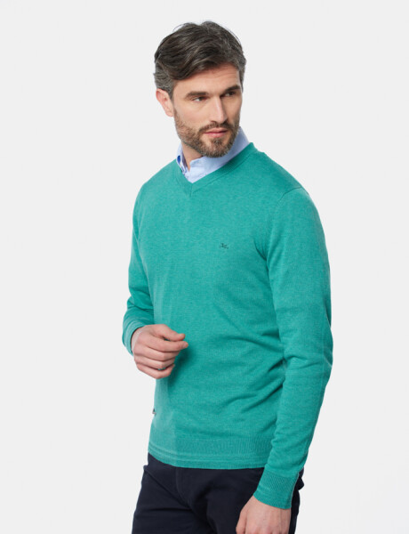 BUZO TEJIDO CUELLO V Verde