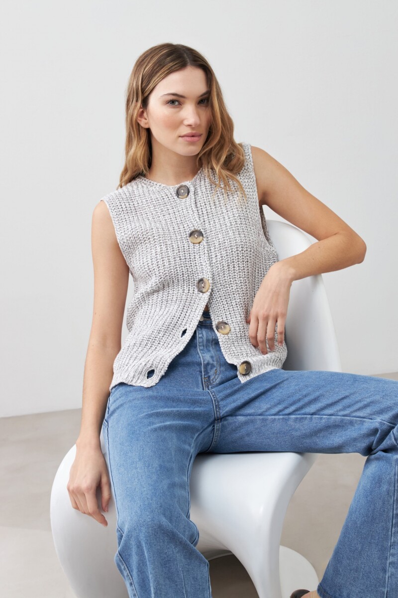 Chaleco tejido con botones - gris 