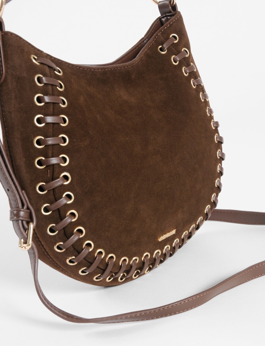 Cartera de hombro suede trenzado - chocolate 