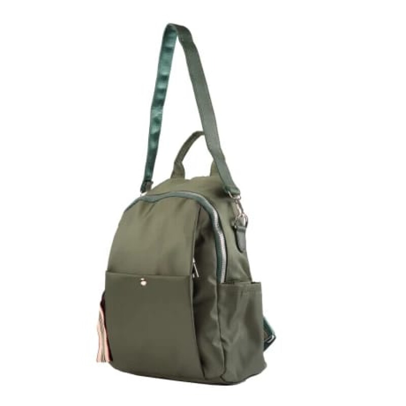 MOCHILA LONA BOLSILLO Y CORREA VERDE