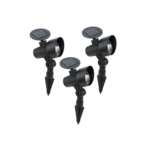 Set 3 pinchos LED solares h:220mm 3x0.24W EG3815