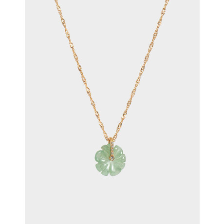 Collar Corto Dije Piedra Natural Dorado