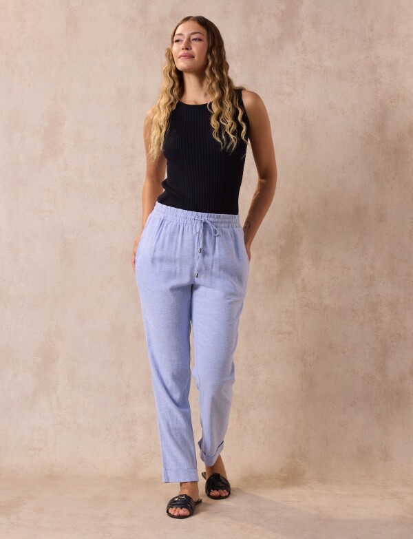 Pantalon Lino CELESTE