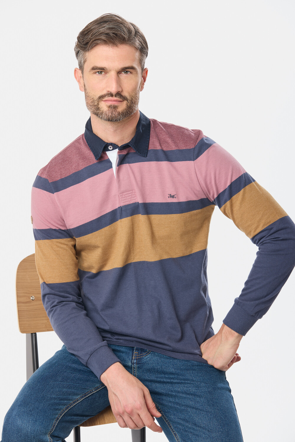 REMERA POLO RAYADA Bordo