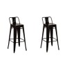 Taburete Tolix Pack 2 unidades En Metal Con Respaldo Negro