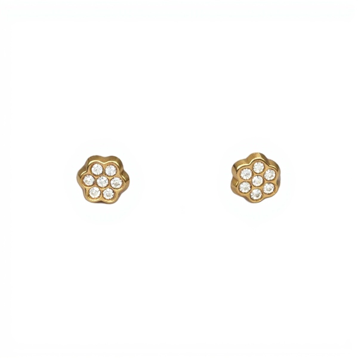 Caravanas Flor Zirconias de oro - Oro bajo -Zirconia - CA8173 - conpiedra 