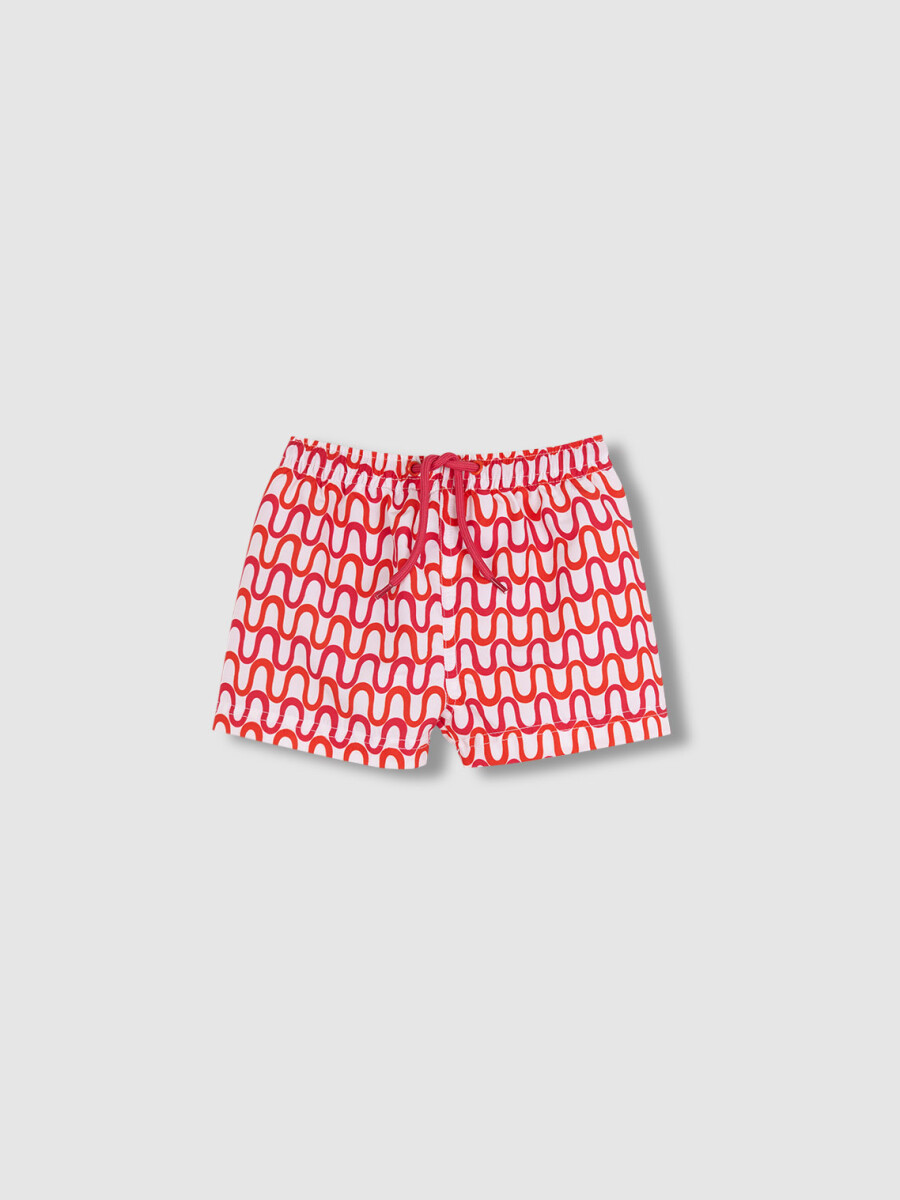 Bañador Estampado Ondas Blanco