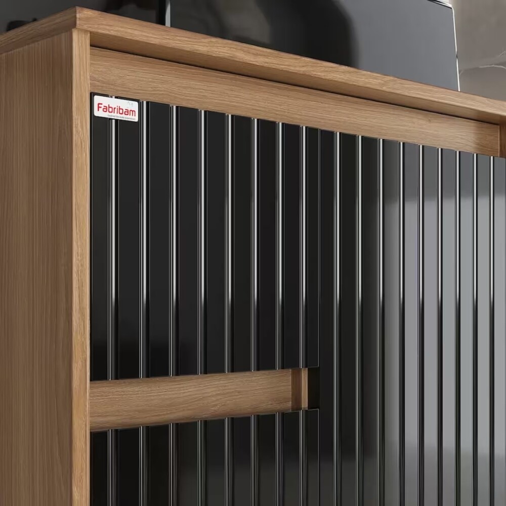 Mueble de baño suspendido Clarice 78 cm Negro/Catedral con bacha Mueble De Baño Suspendido Clarice 78 Cm Negro/catedral Con Bacha