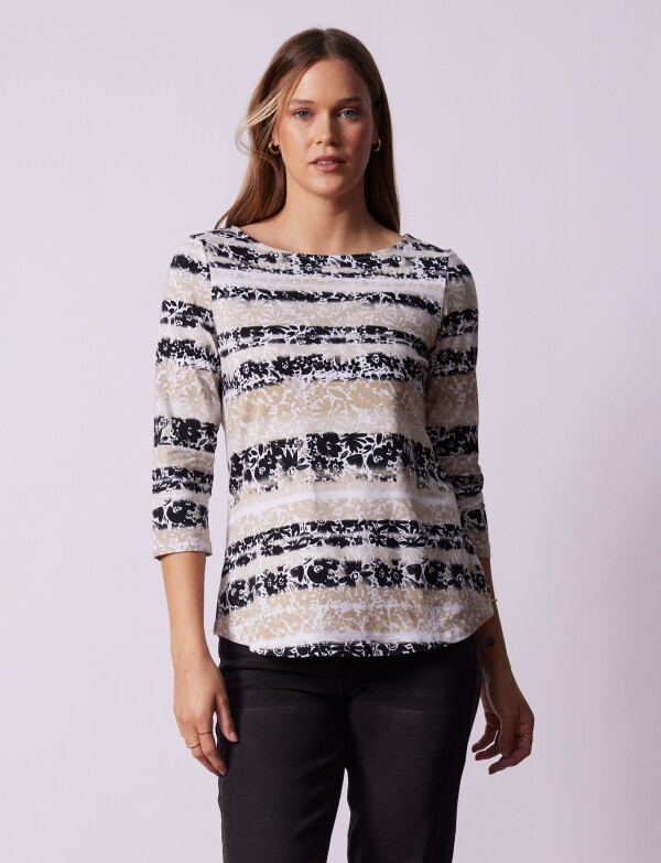Remera Algodon Printed BEIGE/MULTI