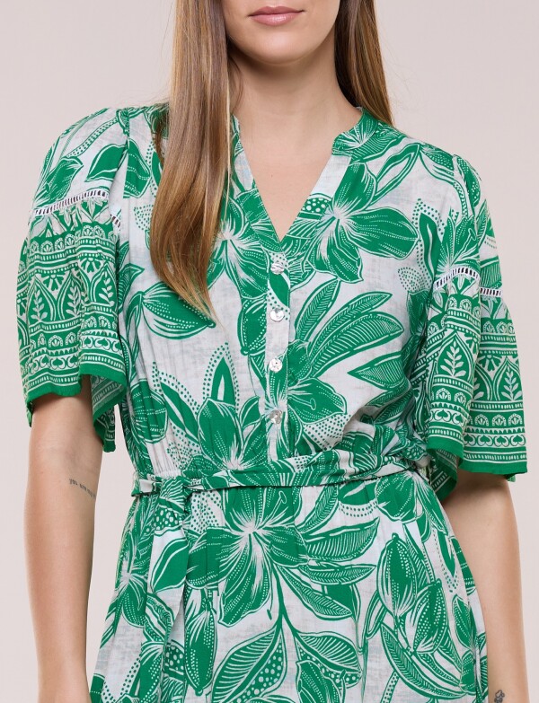 Vestido Maxi Estilo Boho Floral VERDE/MULTI