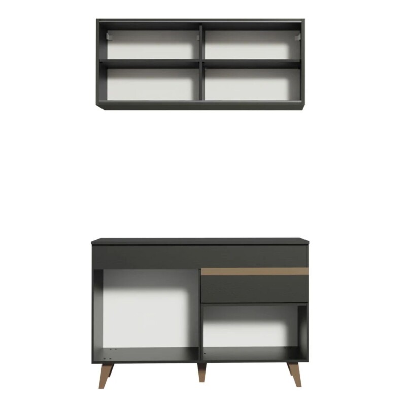 Mueble de cocina y encimera compacta Lumax MDP 120cm Negro Mueble de cocina y encimera compacta Lumax MDP 120cm Negro