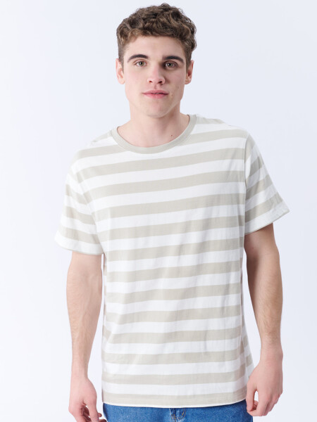 Remera Rayada Blanco Y Beige