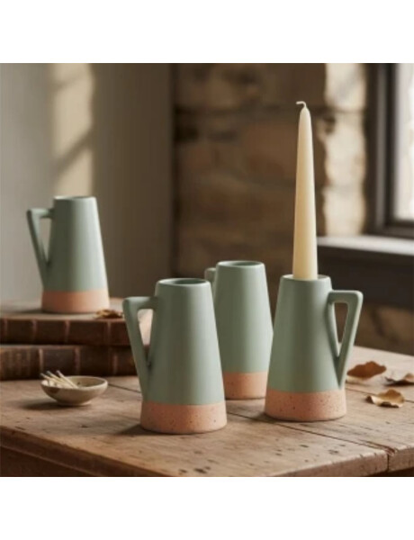 CANDELABRO ASA 6x5x8.3CM CERAMICA VERDE CANDELABRO ASA 6x5x8.3CM CERAMICA VERDE