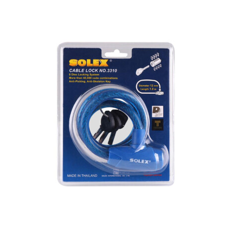 Candado Linga Con Llave Para Moto (1.5 Mts ) - Solex - Color Azul Candado Linga Con Llave Para Moto (1.5 Mts ) - Solex - Color Azul