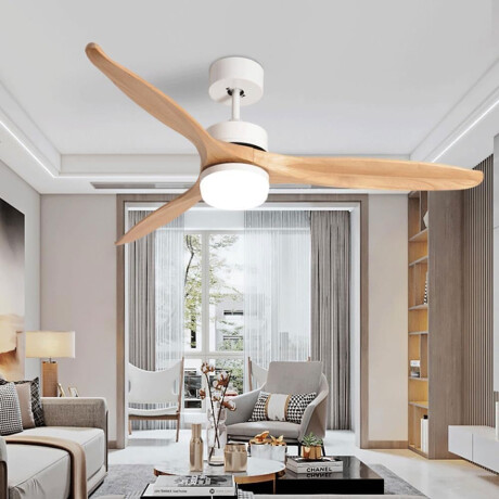 VENTILADOR DE TECHO EN MADERA 22W CON CONTROL REMOTO LOWA Luminaria LED y Ventilador de Techo con Control Remoto Lowa Natural Wooden