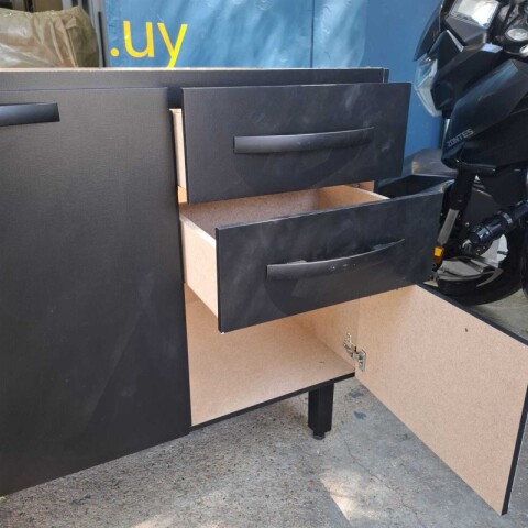 [OUTLET] Bajo Mesada 3 Puertas 2 Cajones con Patas Regulables - Negro [SOLO RETIRO EN LOCAL] [OUTLET] Bajo Mesada 3 Puertas 2 Cajones con Patas Regulables - Negro [SOLO RETIRO EN LOCAL]