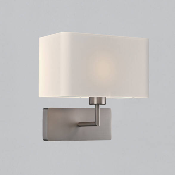 Lámpara pared níquel c/ pantalla tela rectang. E27 BA0126