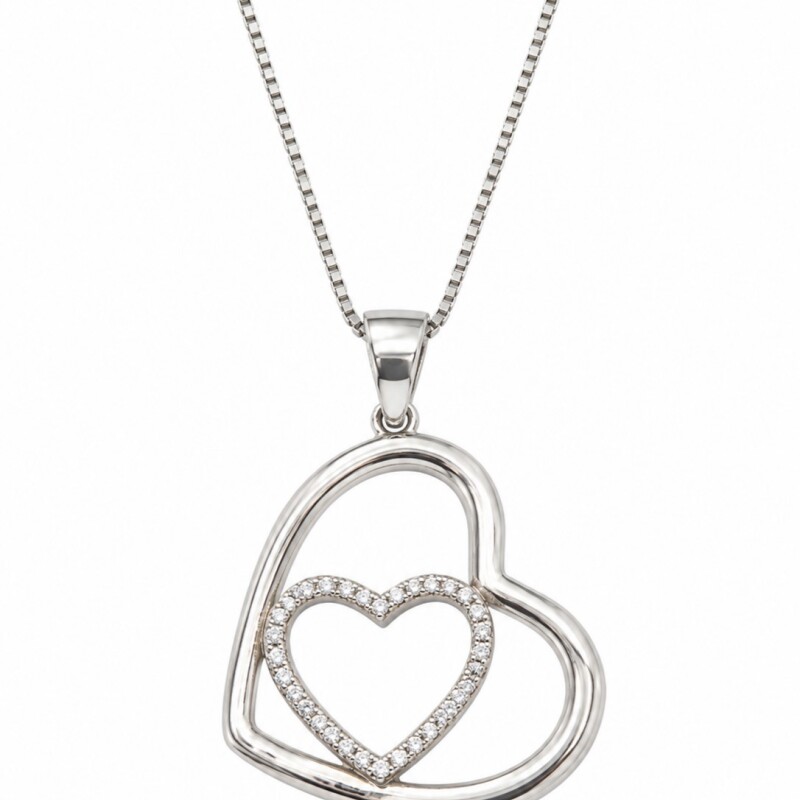 Cadena y colgante doble corazón con zirconias blancas Cadena y colgante doble corazón con zirconias blancas
