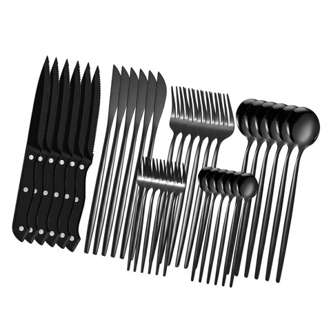 Juego de 36 Cubiertos De Acero Inoxidable Cocina Imback Negro Juego de 36 Cubiertos De Acero Inoxidable Cocina Imback Negro